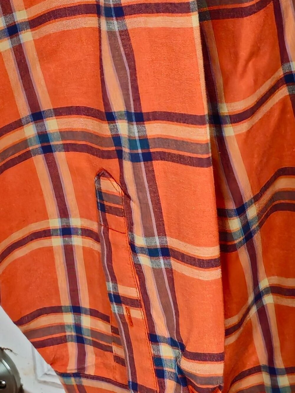 Haggar Forever New Mens L/G Orange Plaid Button-Up Shirt Fade-Resistant Wrinkle - Picture 5 of 13